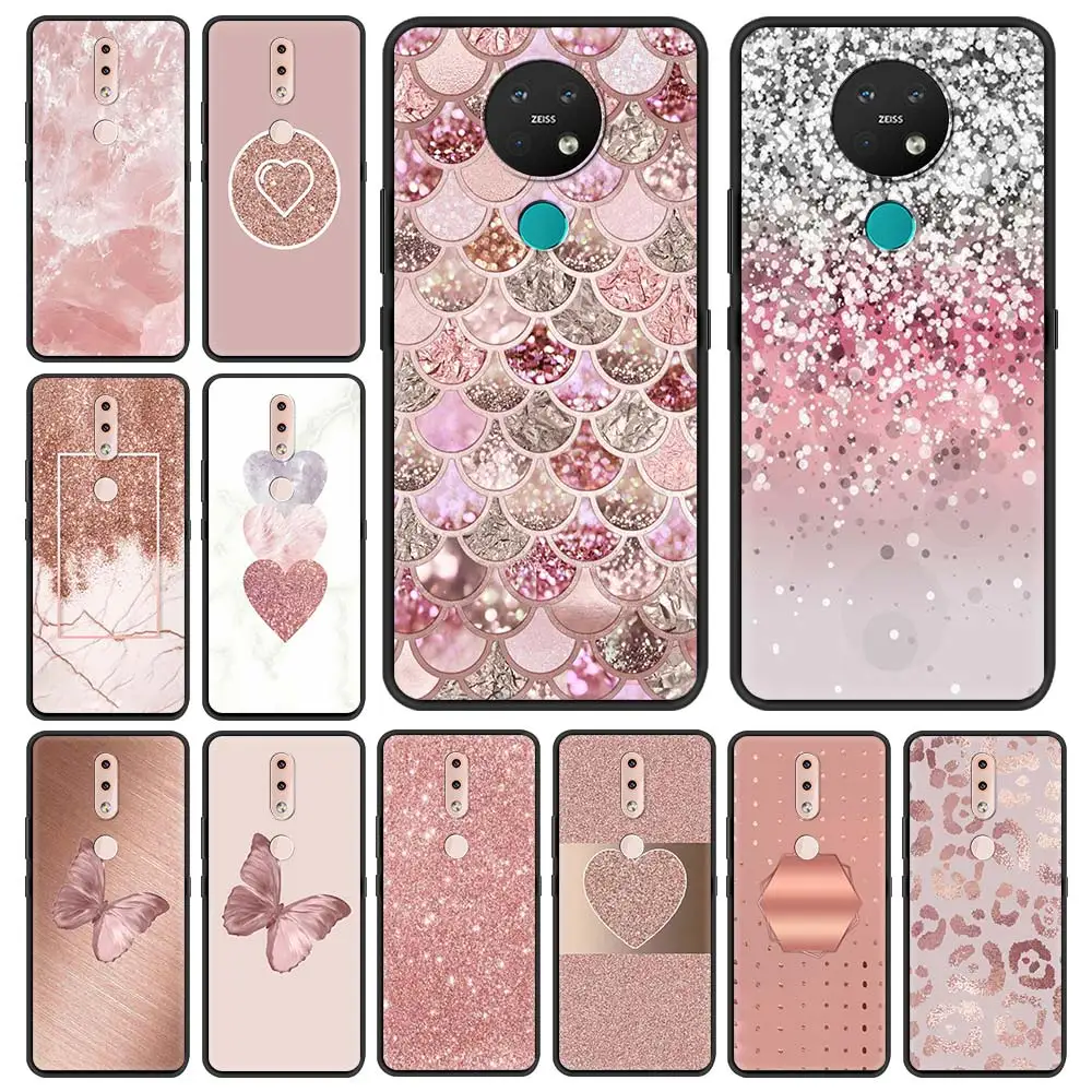 Цвет: розовый золотистый Роза с блестками сердца силиконовый чехол для