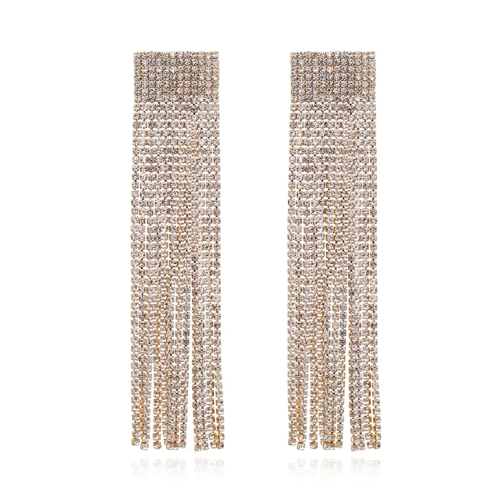 

Fashion Large Geometric Crystal Dangle Earrings For Women Bohemian Charm Metal Tassel Drop Earrings Party Hanging za Jewelry