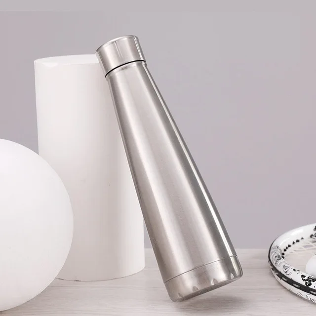 solid Silver 1 шт. термос с логотипом на заказ из нержавеющей стали, бутылки для воды с вакуумной изоляцией, чашка для улицы, колба, протеиновый спортивный шейкер, посуда для напитков - Цвет: solid Silver