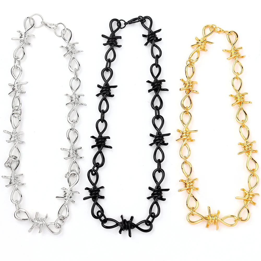 Ожерелье в стиле хип-хоп с шипами и колючей проволокой | Украшения аксессуары