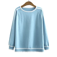 autumn womens sweaters fashion new jumper striped splice pullover raglan sleeve tops covering yarn knitted xl3xl