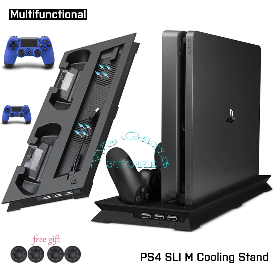 Подставка для консоли PS4 Slim охлаждающий вентилятор подставка геймпада зарядная