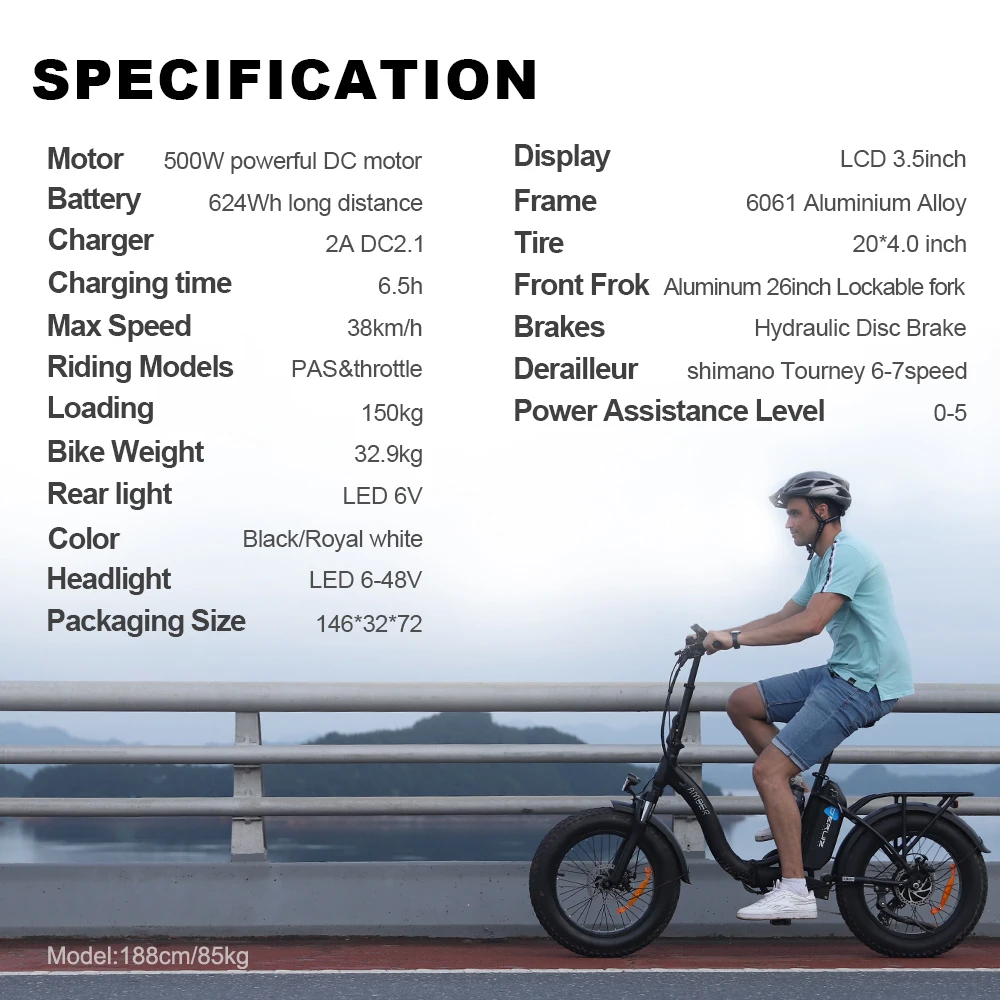 Складной электровелосипед DERUIZ желтый 20 дюймов 48 В 750 Вт 4 0 ВТ | Спорт и развлечения