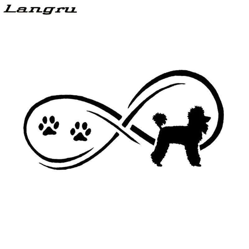 Langru пудель собака животное лапа автомобильные наклейки прекрасная виниловая