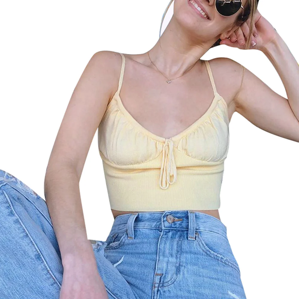 Женская летняя пикантная короткая кофта элегантный однотонный топ без рукавов с