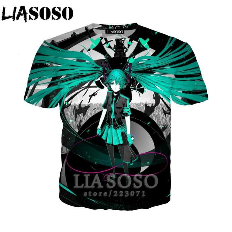 Футболка Hatsune Miku Мужская футболка LIASOSO Женская толстовка с рисунком аниме для