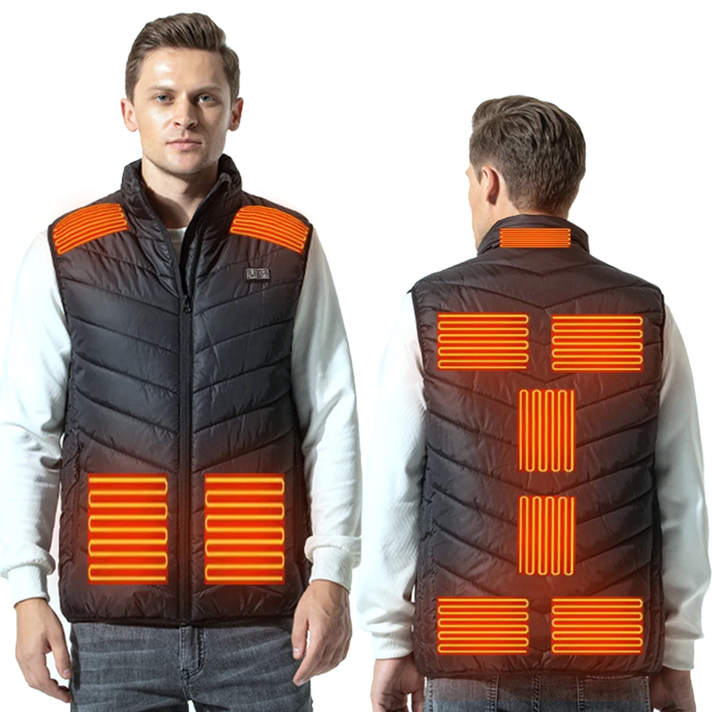 

11 Heated Vest Jacket 3 Speed Adjustable Intelligent Electric Heating Thermal Warm Vest Outdoor USB Charging Winter Unisex Vest