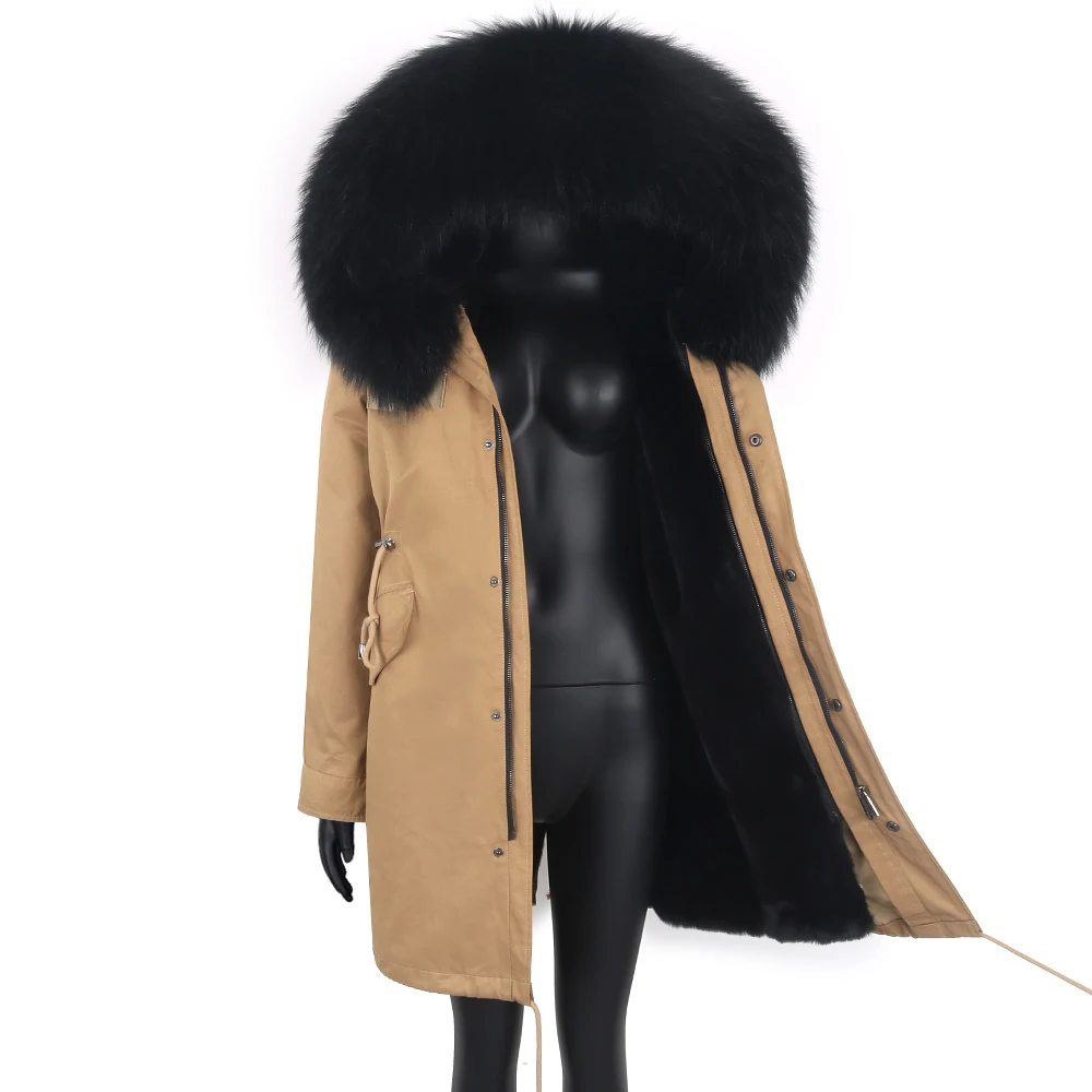 2022 Women Waterproof Long Parka Female Winter Jacket Real Fur Coat Natural Silver Fox Fur Collar Warm Streetwear Detachable