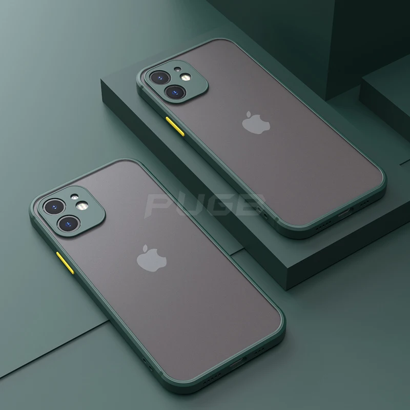 

Luxury Shockproof Matte Transparent Case For iPhone 12 11 13 Pro Max Mini X XR XS 7 8 Plus SE 2020 Square Silicone Bumper Cover