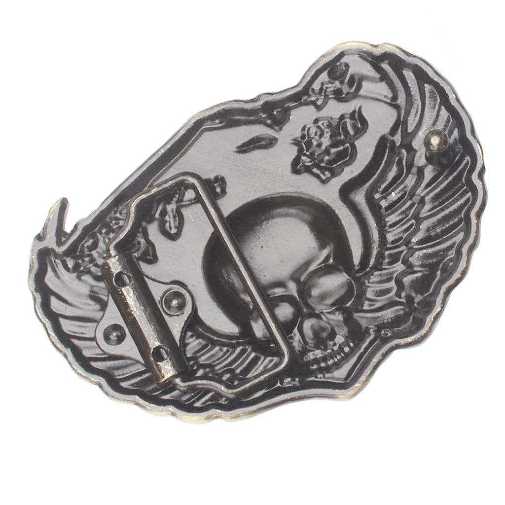 

Bronze Gothic Flower Skull Western Hiphop Metal Rodeo Vintage Belt Buckle