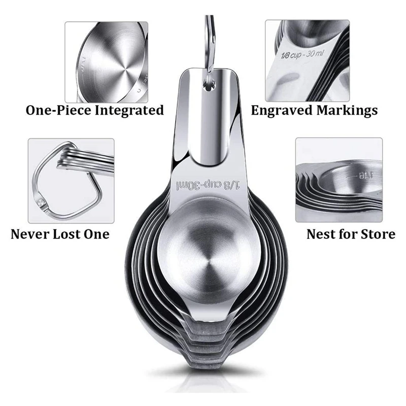 

Stainless Steel Measuring Cups and Spoons Set of 13 Pieces 7 Stackable Measuring Cups 6 Nesting Measuring Spoons