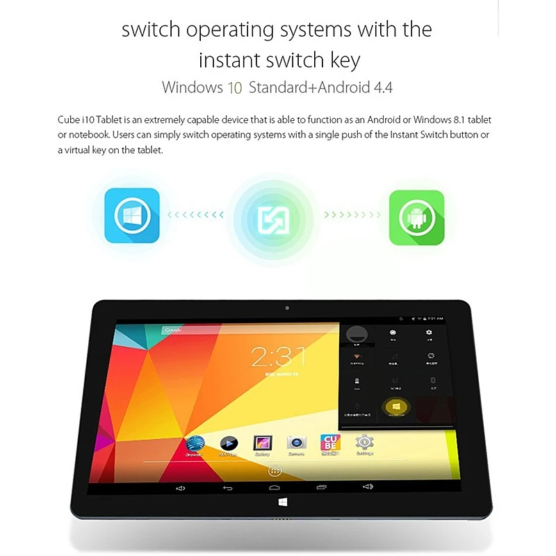 Двойная система 10 6 'ɲ ГБ + 32 Cu be i10 Windows Android 4 планшетный ПК 1366 * 768IPS сенсорный
