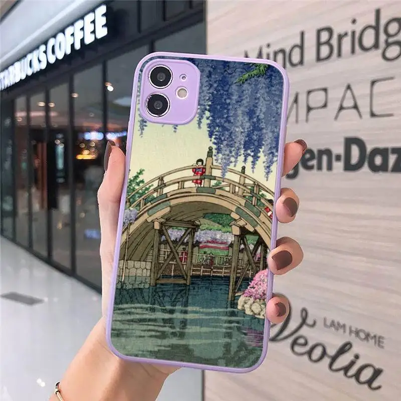

Fuji Mountain Japanese style Art Ukiyoe Phone Case For iPhone 12 11 Mini Pro XR XS Max 7 8 Plus X Matte transparent