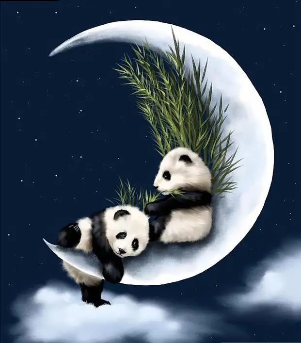 Алмазная 5d-картина Луна и панда вышивка крестиком с полными квадратными/круглыми