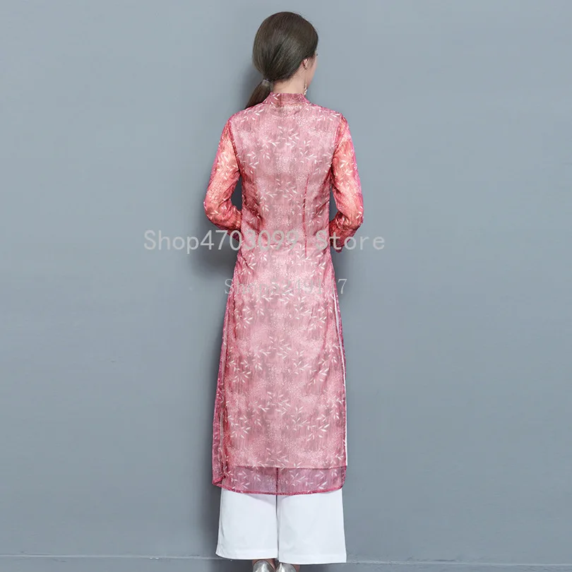 Женская шифоновая одежда Aodai Vietnam традиционная Ao Dai вьетнамские халаты и брюки