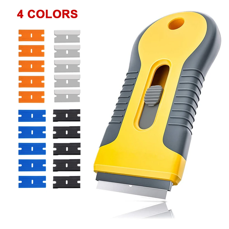 

Ceramic Glass Car Window Tools Sticker Clean Razor Scraper +10pcs Razor Blade Tint Vinyl Wrap Glue Squeegee Remover Auto Cleaner