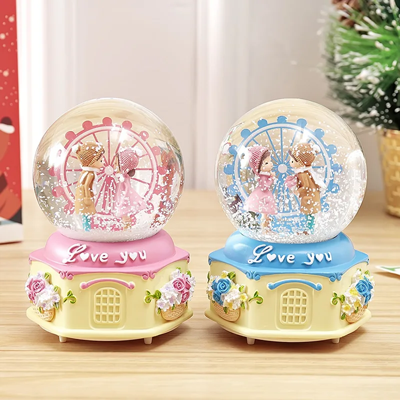 Красочные блестящие романтичные пары Девочки плавающий Снежинка музыкальная