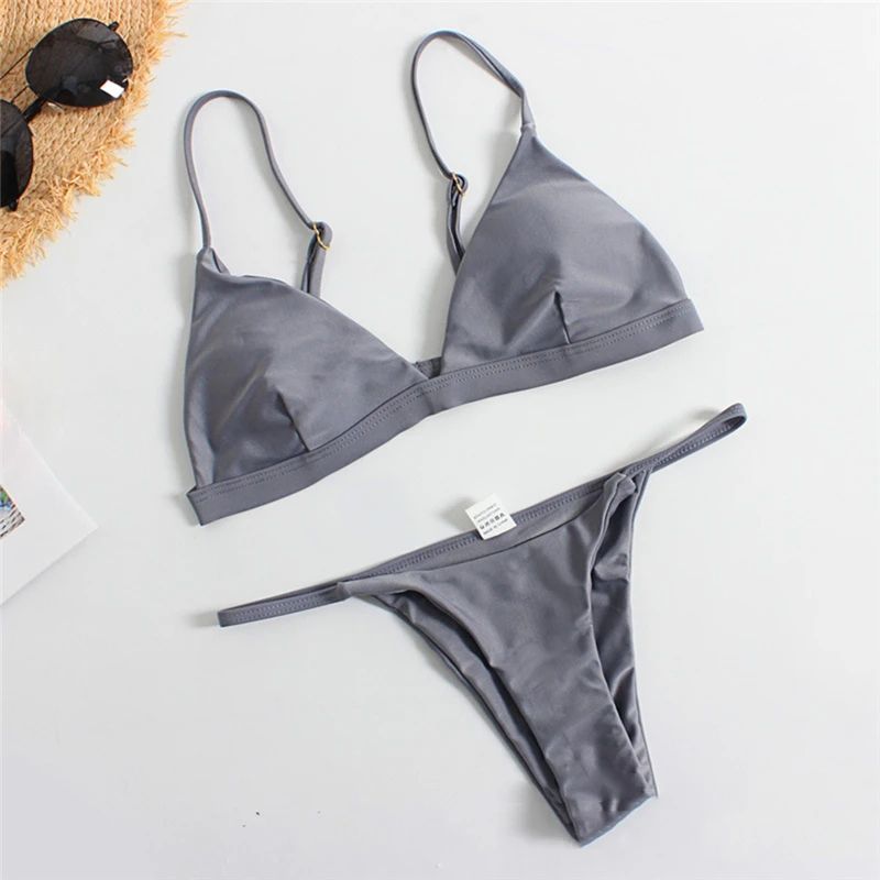 Соблазнительное женское бикини новинка модный бандажный раздельный однотонный