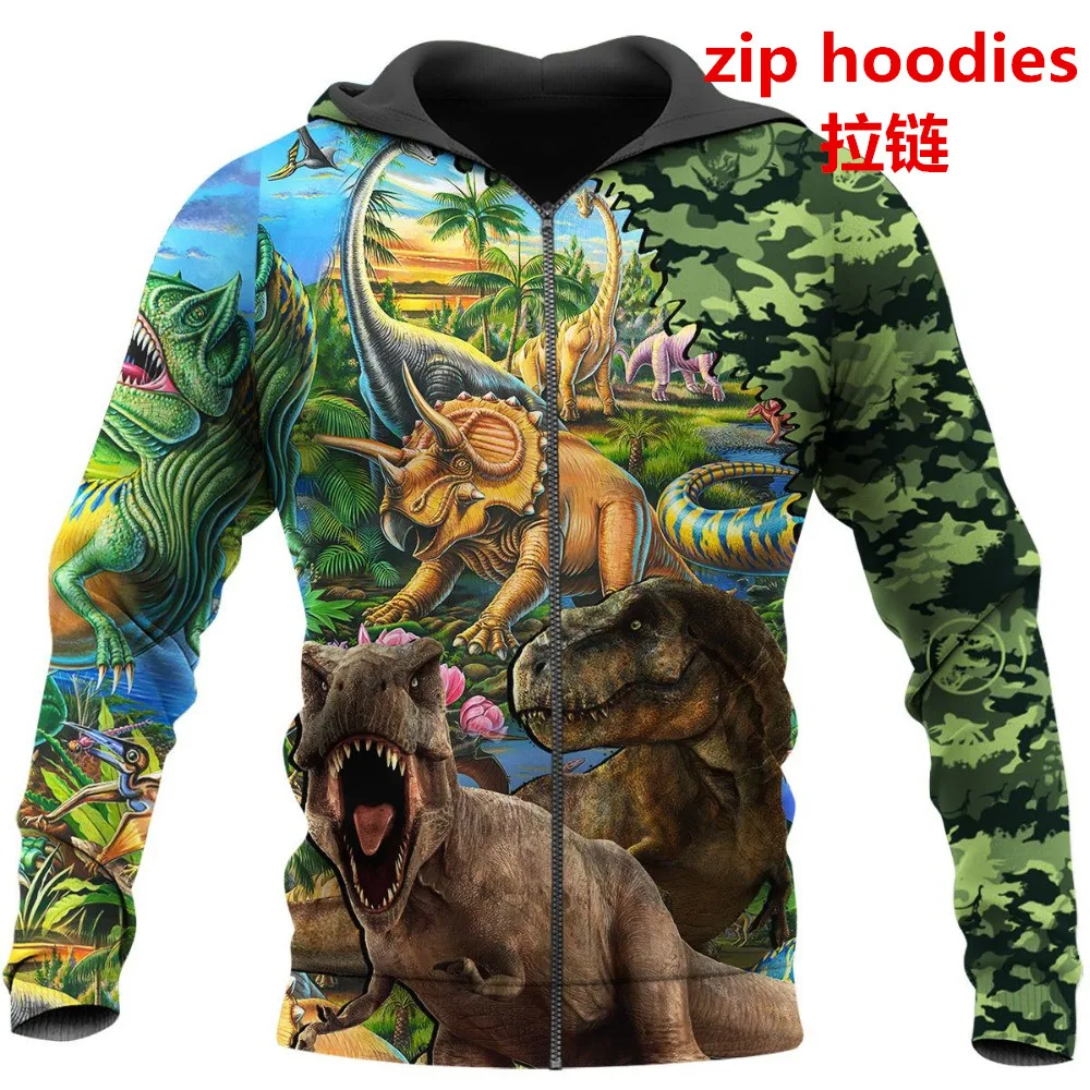 Толстовка мужская с капюшоном Модный свитшот 3D принтом красивыми динозаврами