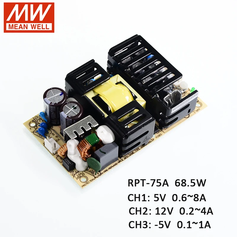 RPT 75A Meanwell 68 5 Вт тройной выход монтажная плата переключатель pcb источник питания 110