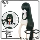 Женский парик для косплея аниме Моя геройская Академия-Asui Tsuyu, длинные зеленые синтетические волосы, парик для костюма аниме + шапочка для парика