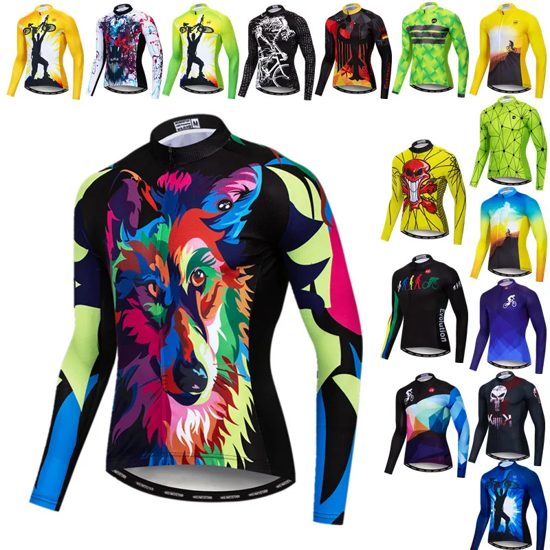 

Weimostar Wolf Cycling Jersey Long Sleeve Men's Mountain Bicycle Clothing Autumn Road MTB Bike Jersey Top Quick Dry Cycling Wear