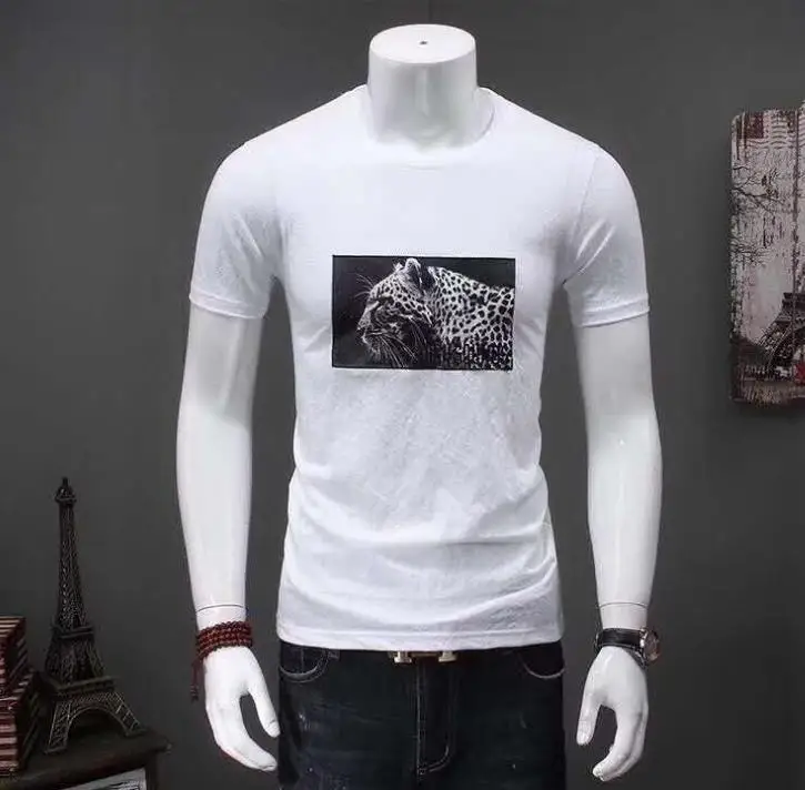 

2021 New Men's Short-Sleeved Shirt Round Collar T-shirt 56069#-347