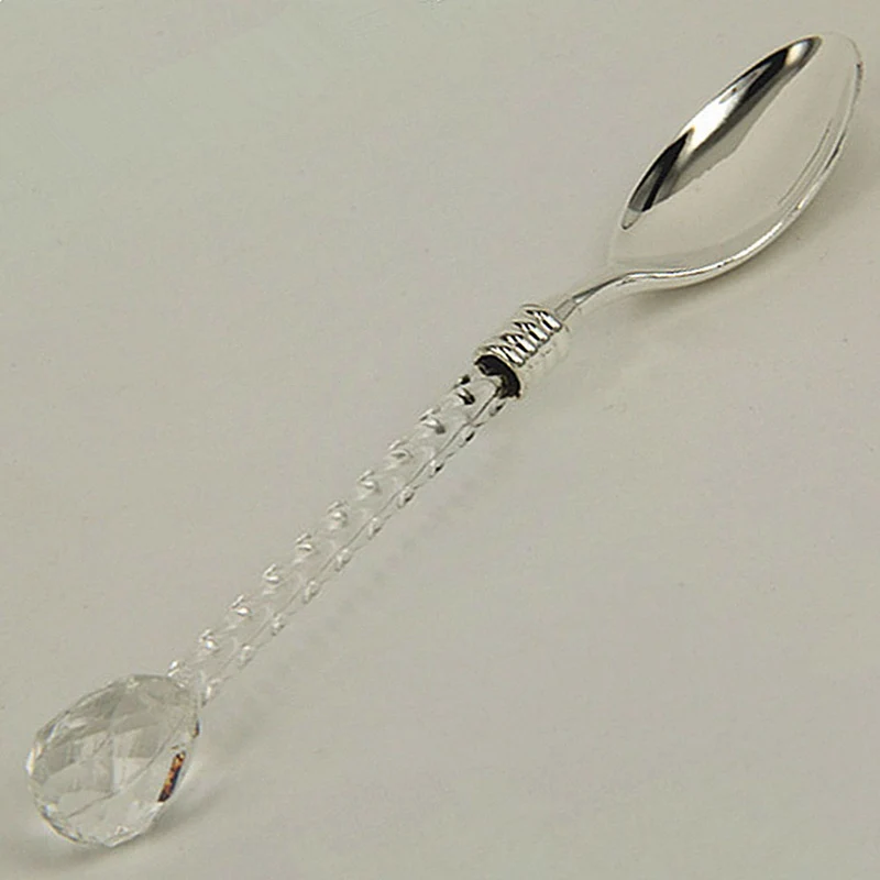 silver Горячая Хрустальная ручка чайная кофейная ложка для мороженого десертная поварешка для дома/бара - Цвет: silver