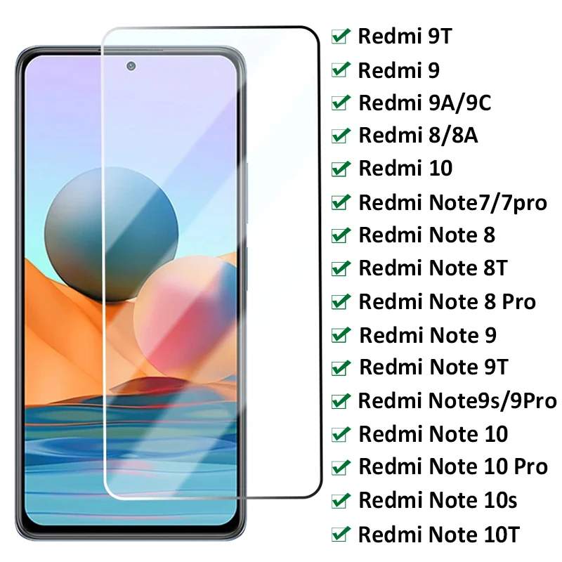 Закаленное стекло для Xiaomi Redmi Note 9 Pro 9S 9T 8 8T 7 10 Защита экрана 9A 9C 8A телефона |