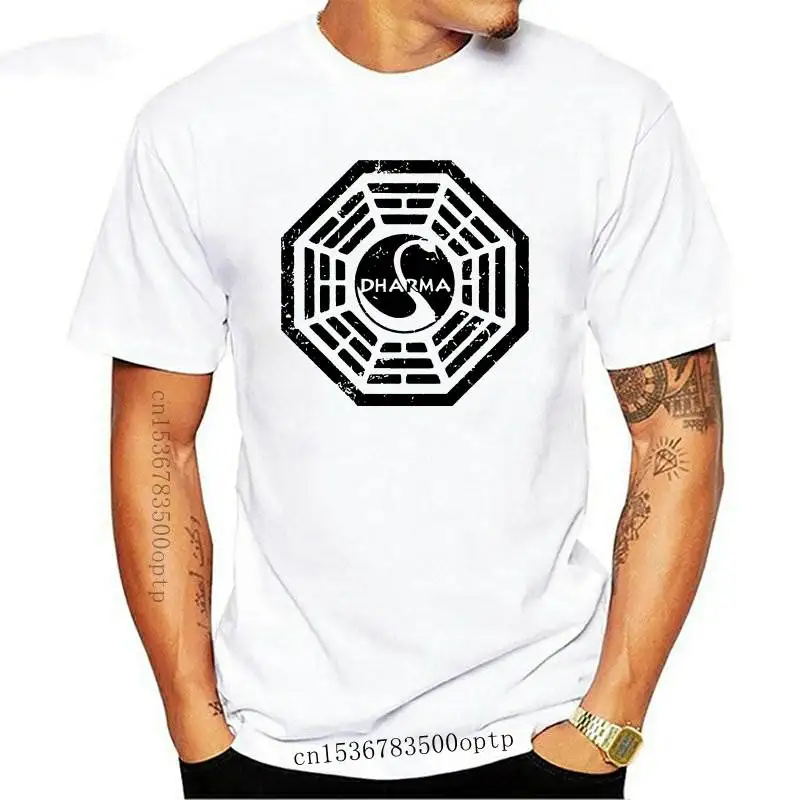 

New Dharma T-Shirt Mens Lost TV Series Unisex Top Swan Logo Distressed Program