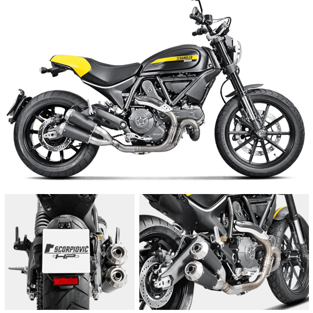 

Slip On For DUCATI Scrambler 800 MONSTER 797 Motorcycle Exhaust Escape Moto Modified Double exit Middle Link Pipe Double Muffler