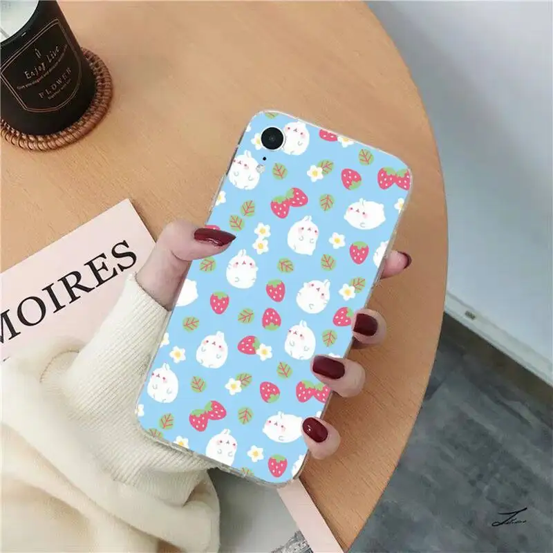 Чехол для телефона Kawaii Molang с мультяшным аниме котом iPhone 13 11 12 pro XS MAX 8 7 6 6S Plus X 5S SE 2020