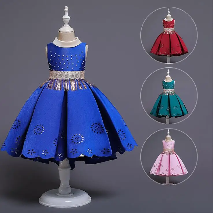 Платье для маленьких девочек Новый Год Вечерние платья Элегантный бисерный