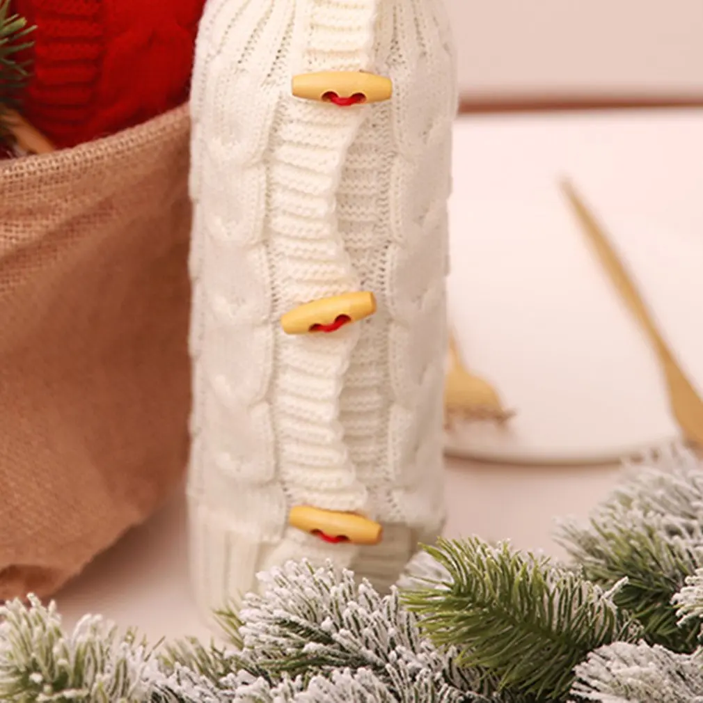 Рождественская бутылка вина Декор портативный Рождество длинная кнопка вязать