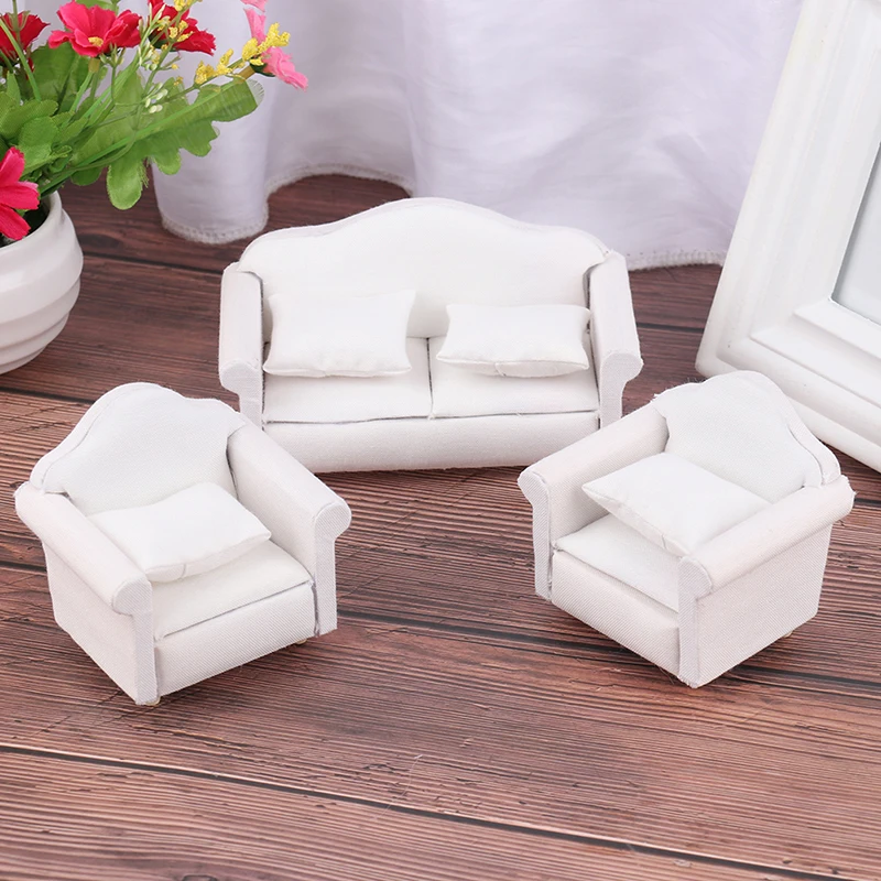 

1/12 Pretend Play Toy Miniature Sofa Set Living Room Furniture Accessories Toy For Children Kids Gift Simulation Dollhouse Sofa
