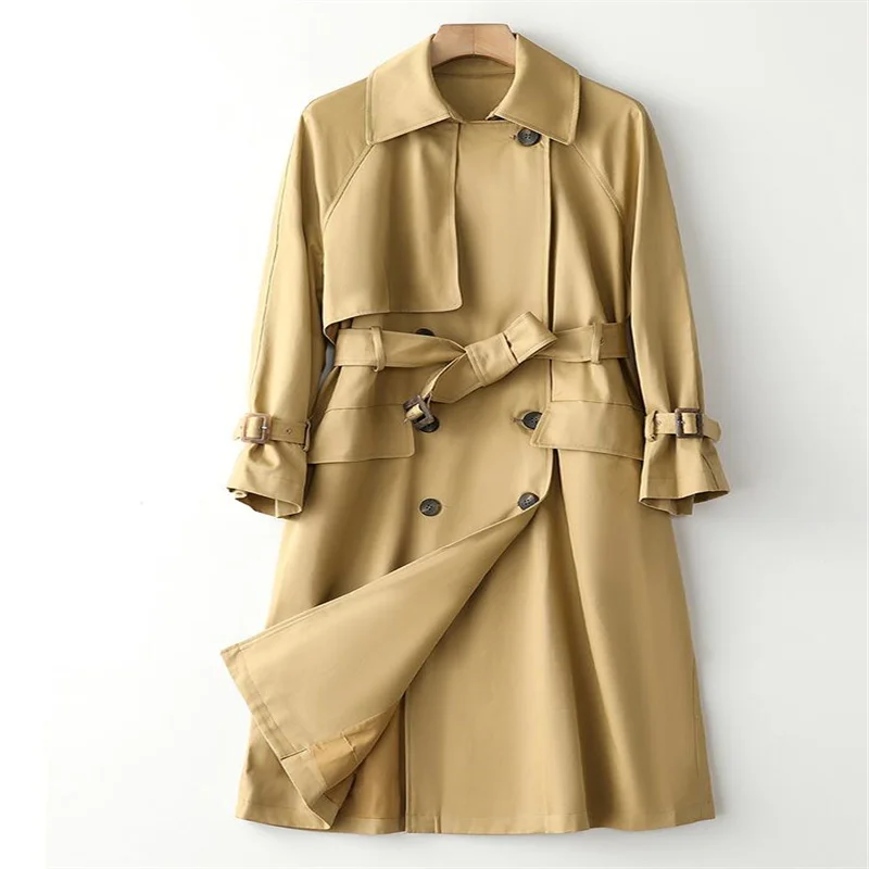 

Women's trench coats windbreaker jacket autumn 2021 spring new fashion khaki long clothes тренчкот женский Верхняя одежда khaki
