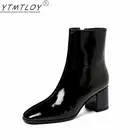 Новинка 2021, женские ботильоны, ботинки на Высоком толстом каблуке с квадратным носком, женские ботинки челси на высоком каблуке-шпильке и молнии