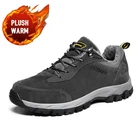 Мужские зимние ботинки с плюшевой подкладкой, коричневые непромокаемые кожаные ботильоны, Нескользящие уличные ботинки унисекс, кроссовки, большой размер 39-49, зима 2019