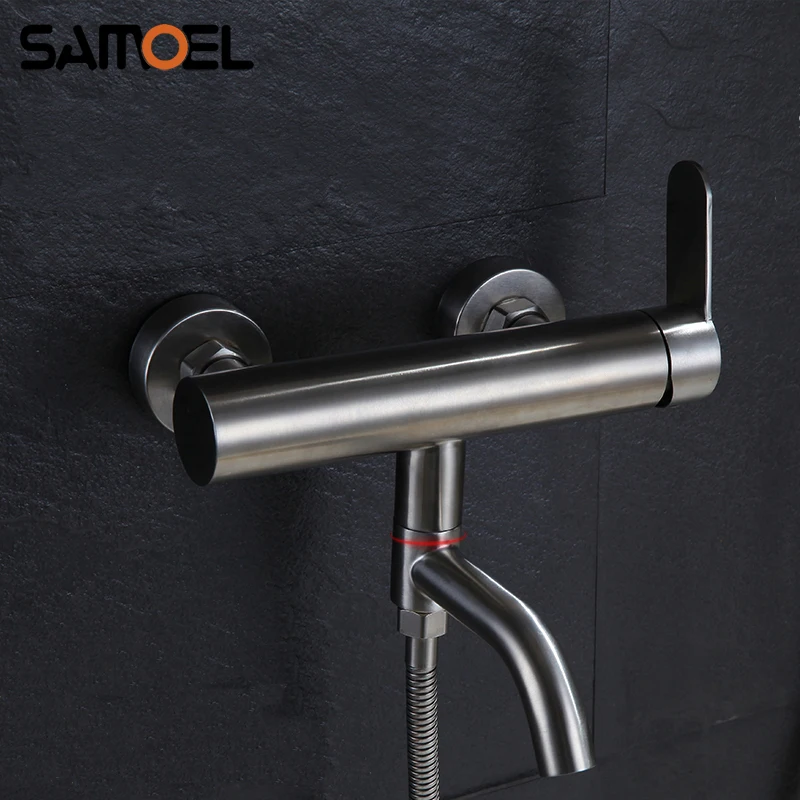 Модная нержавеющая сталь настенная одинарная ручка для душа набор матовый Ванна