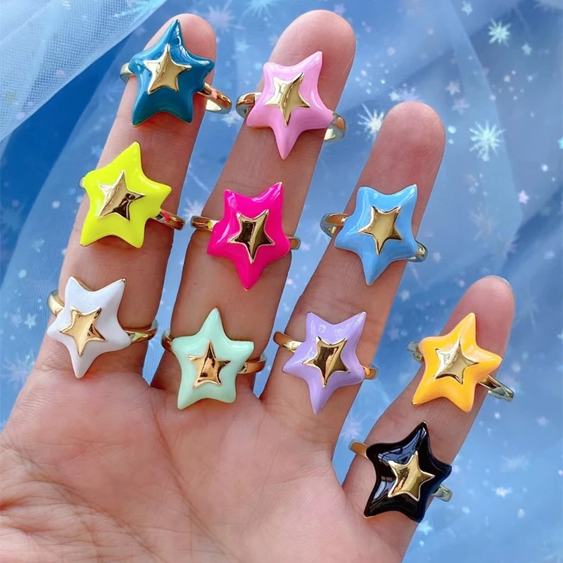 Женские кольца со звездами в Корейском стиле регулируемые модные аксессуары