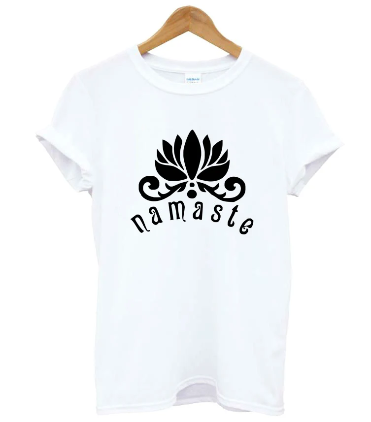 

NAMASTE Lotus Flower Print Women tshirt Cotton Casual Funny t shirt For Lady Girl Top Tee Hipster Tumblr Drop Ship F568