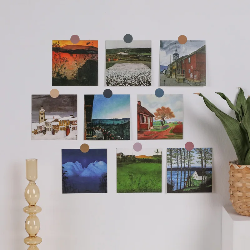 Ins Простая Современная картина маслом Декоративная открытка 9 листов красочный