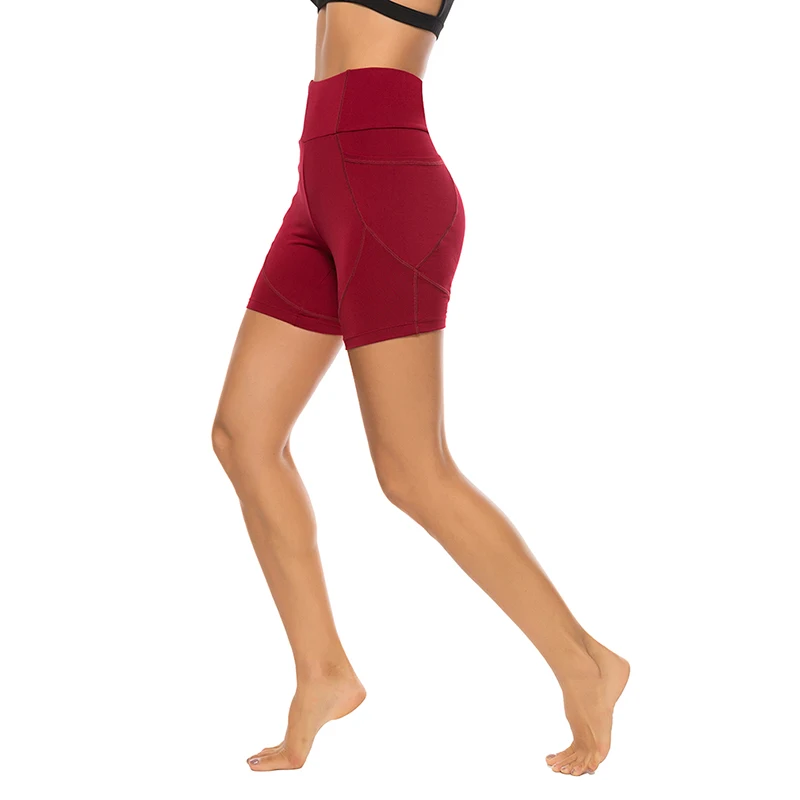 

2020 New Solid Color Women Shorts High Elasticity Tight Slim Fitness Sports Running Breathable Quick Dry Ladies Shorts