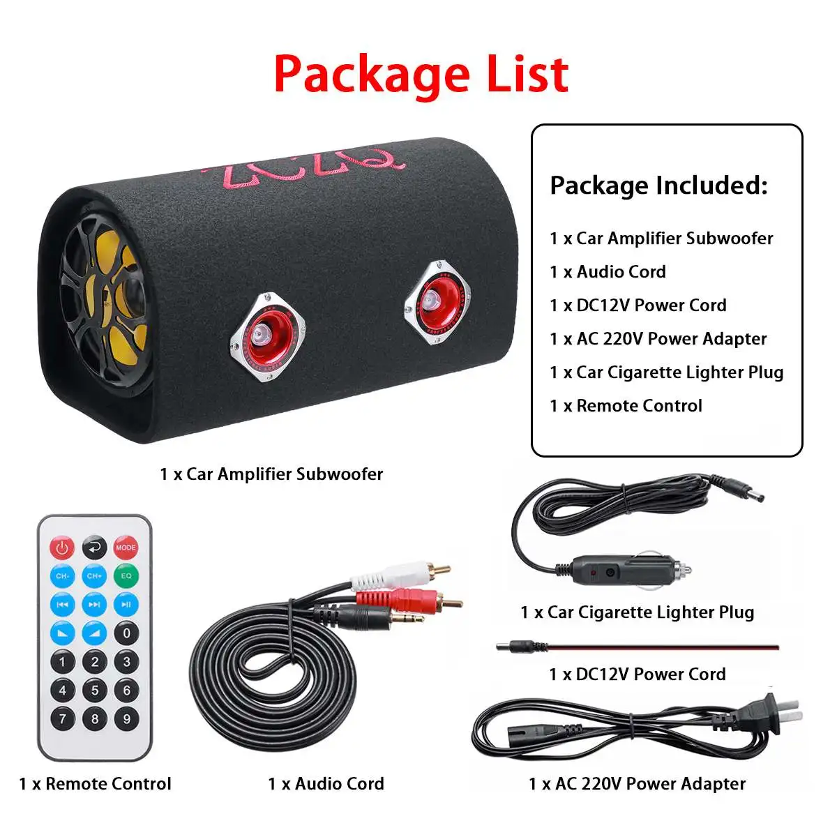 

8inch 480W bluetooth RGB LED Car Audio Active Subwoofer Bass Tube Speaker Box HiFi Car Home Amplifier Speakers Bass 12V 24V 220V