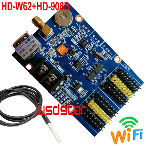 HD W62 + 908D датчик температуры 2 * HUB08 4 HUB12 1024*64 USB WIFI Один и два цвета P3.75 P4.75