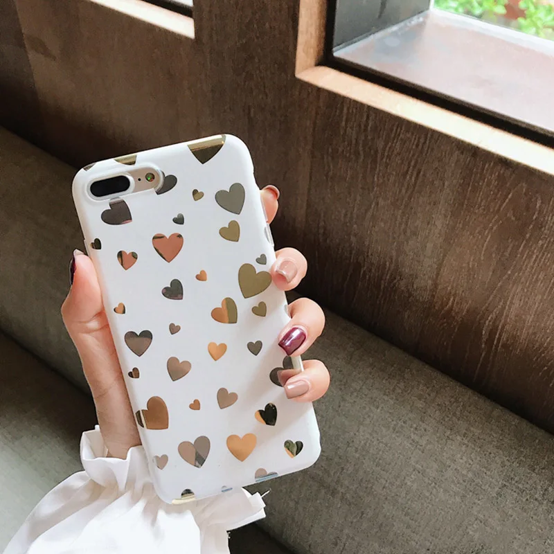 Прекрасное зеркало чехол для телефона с сердечком iphone X XR XS MAX 6 6s 7 8 plus задняя
