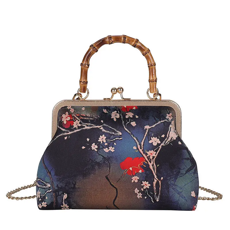

Chain Women's Handbags Purses 2021 NEW Shell Lock Vintage Fashion Mother Gift Bag Wood Hand Women Shoulder Crossbody Bag Bags