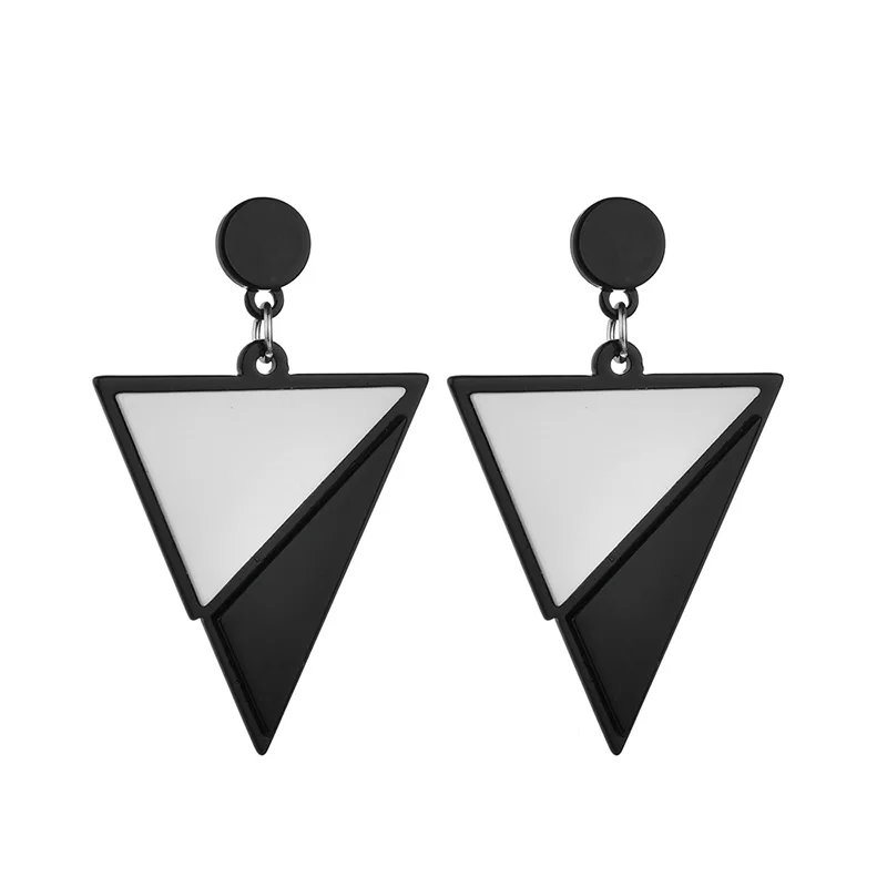 Earrings Geometric Triangle Black White Red Green Big Acrylic Minimalist Jewelry Simple Women | Украшения и аксессуары
