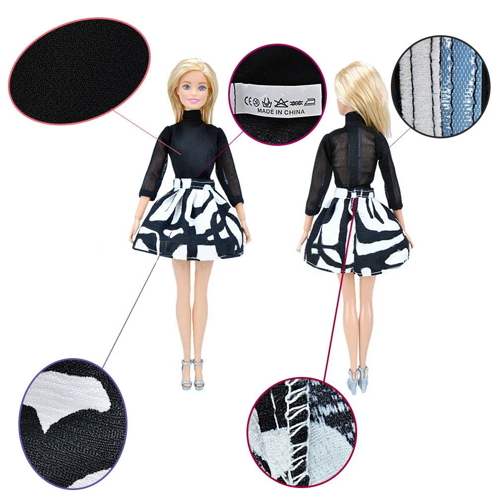

Fashion Simplicity Outfit Dress Shirt Jumpsuits Grid Skirt Daily Casual Wear Accessories Clothes for Barbie 1/6 FR BJD Doll