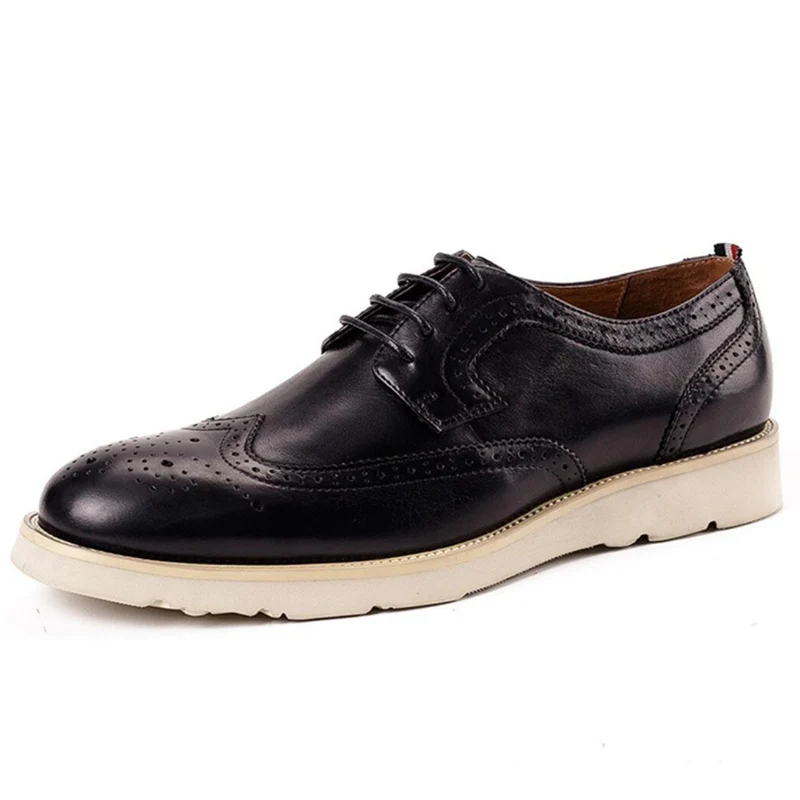 Мужские туфли оксфорды ручной работы из натуральной кожи на плоской платформе с
